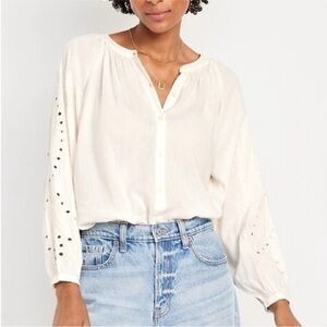 Old Navy Cream Button-Up Blouse